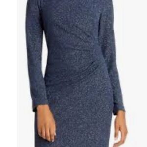 Eliza J Navy Sparkle Long Sleeve Ruched Dress – NWT – Size 6